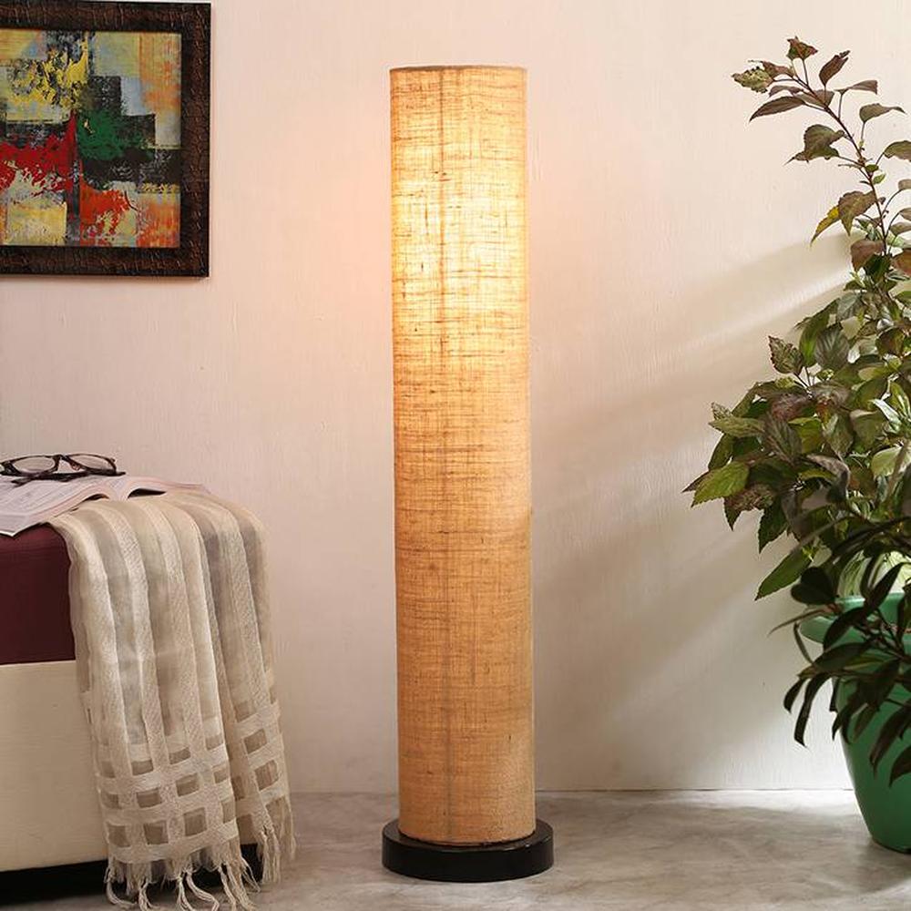 Charissa Beige Cotton Shade Floor Lamp - Devansh